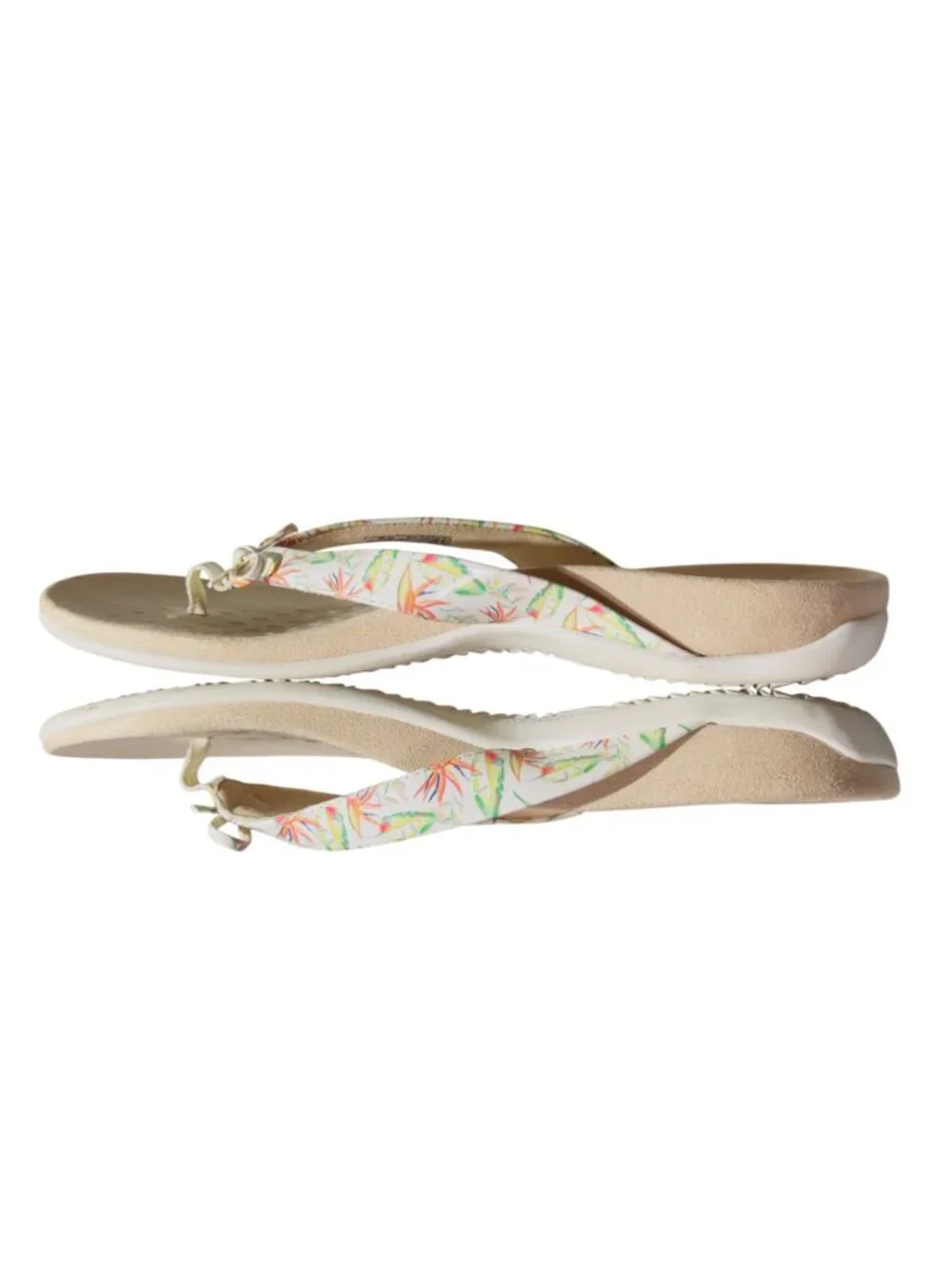 Vionic Bella Ii Womens Floral Orthotic Sandals Size 12 Wide Beige & Multicolor